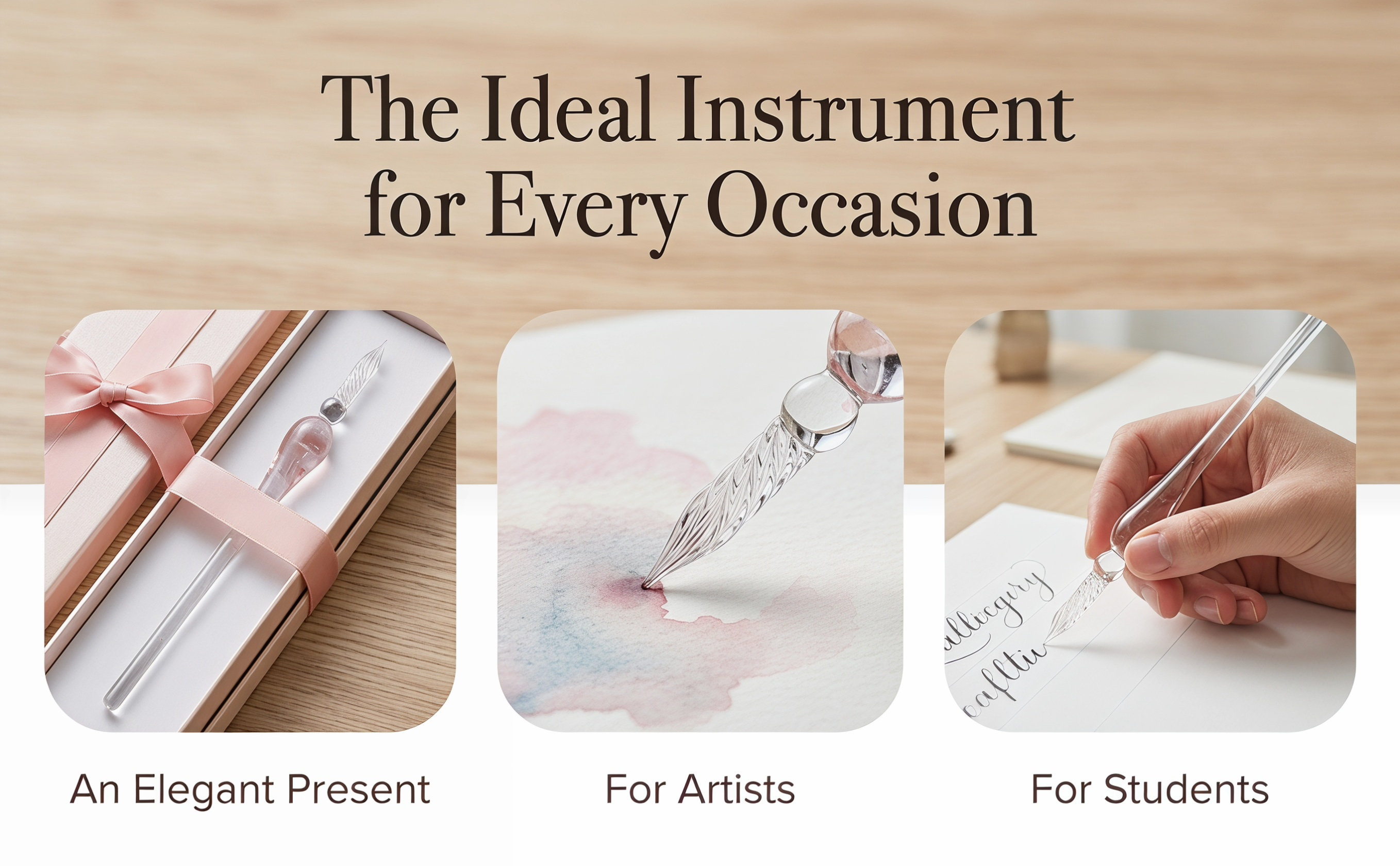 Writing Tools - ปากกาจุ่มหมึกแก้วสำหรับงานคัดลายมือ วาดภาพ และระบายสี – อุปกรณ์เขียนทำมือ น้ำหนักเบา