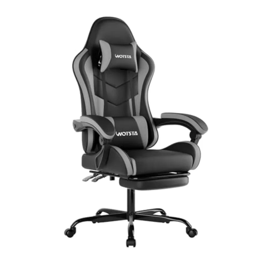 Office Furniture - เก้าอี้สำนักงานสำหรับเล่นเกม ออกแบบตามหลักสรีรศาสตร์ พร้อมที่พักเท้า ดีไซน์สปอร์ตสีดำ เพื่อเพิ่มความสบายและการรองรับที่ดีขึ้น