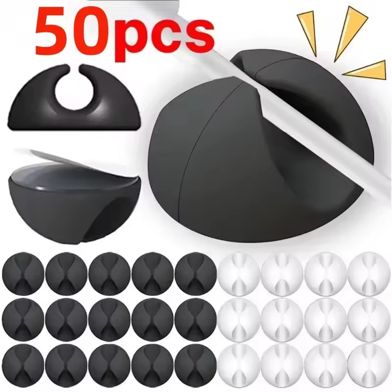 Desk Accessories - 5/50 ชิ้น ที่จัดระเบียบสายเคเบิลขนาดเล็ก คลิปหนีบสายชาร์จ USB ที่จัดระเบียบสายไฟบนโต๊ะ
