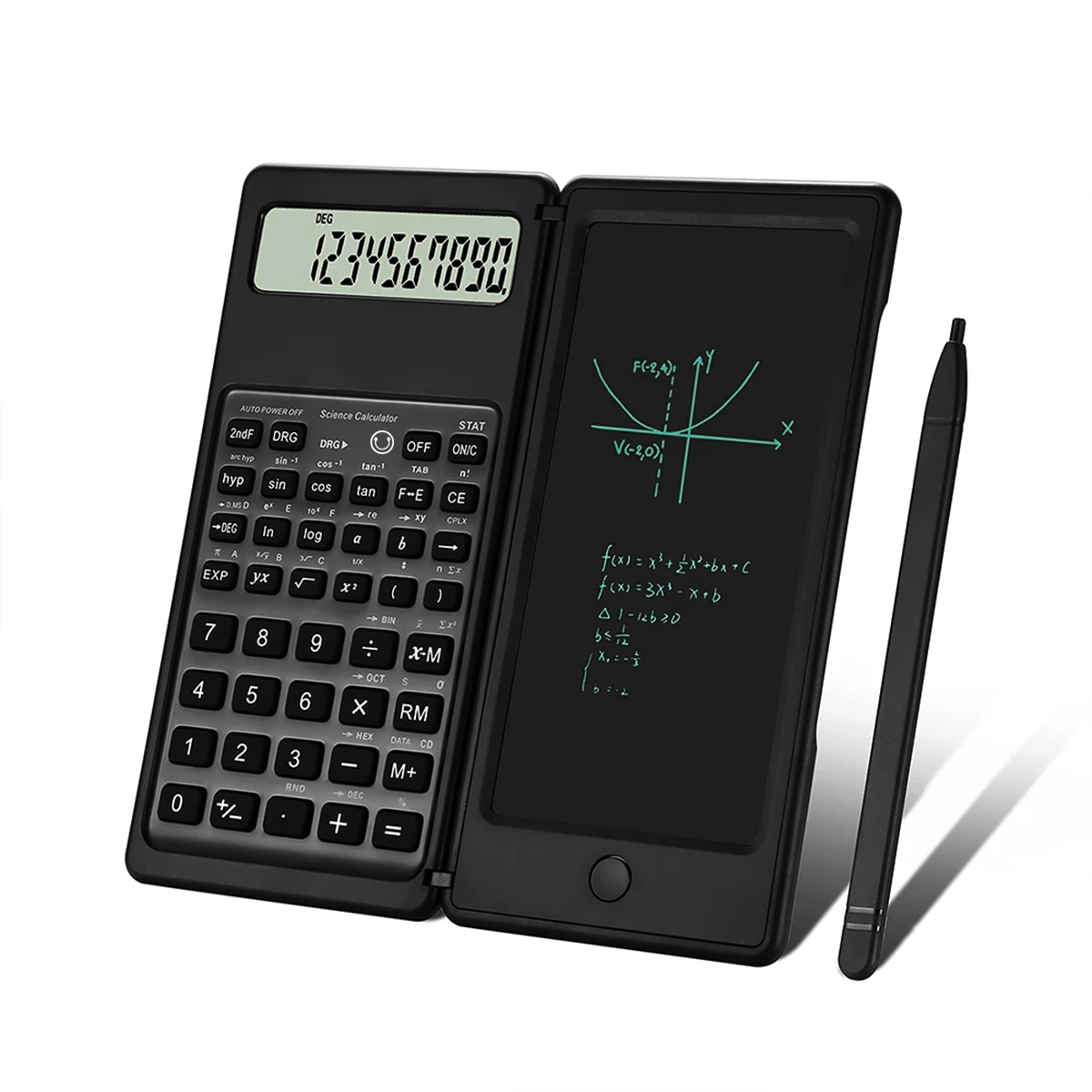 Scientific Calculator For Secondary School - เครื่องคิดเลขวิทยาศาสตร์พร้อมแท็บเล็ตเขียนหนังสือแบบพับได้ ฟังก์ชันหลากหลายสำหรับวิศวกรรมและการเงิน เหมาะสำหรับนักเรียนและสำนักงาน