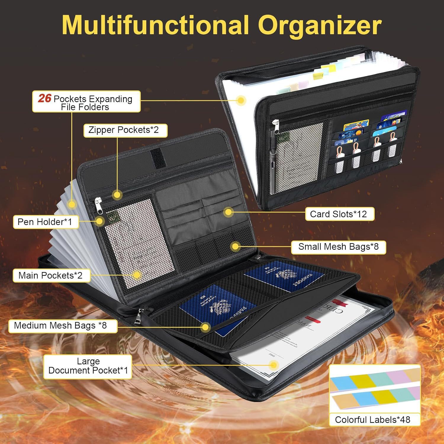 แฟ้มเอกสารแบบขยายได้ 13 ช่อง พ - Expandable Accordion File Folder 13 Pockets บทวิจารณ์และราคา